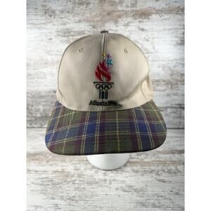 Vintage 1996 Atlanta Olympics Beige/Plaid Strapback Hat